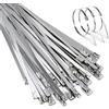 OMJMYY 100 pezzi Fascette Metalliche 300mm×4.6mm Fascette in Acciaio Inox Fascette stringitubo Temperatura Resistenza Corrosione Fascette per Manutenzione del Giardino Fascetta Metallica