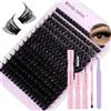 WENDY LASHES Kit Extension Ciglia Naturali C-Curl 100D Wispy Ciglia Finte Ciuffetti Mix10-18mm Cluster Lashes Kit with Lash Extension Colla E Pinzette(FK/KIT-100d-C-1018)