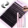 WENDY LASHES Kit Extension Ciglia Naturali C-Curl 60D Wispy Ciglia Finte Ciuffetti Mix10-18mm Cluster Lashes Kit with Lash Extension Colla E Pinzette(FK/KIT-60d-C-1018)