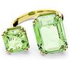 Swarovski Anello aperto Millenia, Taglio ottagonale, Verde, Placcato color oro