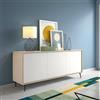 Dmora Credenza Fresia 45x184x77h cm Bianco 3 Ripiani 3 Ante, Madia Apertura Push Pull Made in Italy