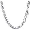 PROSTEEL Collana catena scatola piatta 70 cm larghezza 6 mm argento acciaio inossidabile confezione regalo grande robusta punk