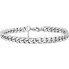 PROSTEEL Bracciale da Uomo a Catena Sottile Colore Argento 6mm Lungehzza 16 -Braccialetto Uomo Acciaio