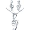 MicVivien Collana e Orecchini per Donna Argento 925 Nota Musicale con Zirconia Cubica Chiave di Violino Set di Gioielli per Mamma Donne Ragazze