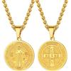 U7 Collana Uomo Donna Medaglia San Benedetto Oro Acciaio Inossidabile