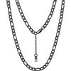 Bandmax Figaro Collana Uomo Catenina Argento, 6 mm Catena Collana Uomo Acciaio, Catenina Uomo Lunghezza da 51 cm, Nera Catena Gioielli Uomo Donna, Cateinina Accessori per Hip Hop Rapper
