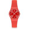 Swatch Orologio da polso, cinturino in plastica rossa, quadrante rosso con numeri bianchi, 34 mm
