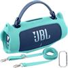 Khanka Custodia in Silicone per JBL Charge 6 con Gancio,Verde Menta | Per JBL Charge 6, Custodia Flessibile in Silicone, Cinturino Staccabile e Clip in Metallo Inclusi, Altoparlante Non Incluso