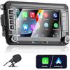 Liulbobu Autoradio per VW Golf 5 6 Passat Jetta Caddy EOS T5 Tiguan Touran CC Polo Compatibile con Carplay/Android Auto, Autoradio Doppio Din con da 7 Pollici Bluetooth/FM/AM/USB/DSP/RDS/Mirror Link