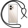 Pnakqil Cover per Honor 400 5G con Cordino, Trasparente Custodia con Laccio Tracolla Cellulare Girocollo Collana Protettiva per Honor 400 5G 6.55, Nero