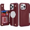 SailorTech per iPhone 12 Pro max Custodia per telefono con porta carte di credito, iPhone 12 Pro max Custodia con slot per carte di credito mag safe Portafoglio Zipper per uomo - Borgogna