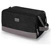 WANDF Beauty Case da Viaggio per Donna Uomo, Borsa da Toilette Idrorepellente,Grande Borsa Cosmetici per Accessori da Barba,Borsa da Bagno con Manico in PU(Nero, in Attesa Di Brevetto)