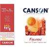 Canson Figueras, Carta Olio, Grana imitazione lino, 290 gsm, Blocco incollato a lato lungo, A2-42 x 59,4 cm, Bianco, 10 fogli