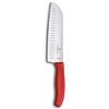 Victorinox Swiss Classic Coltello Santoku, Coltello in stile asiatico, Lama extra-affilata, Forma a bulbo, 17 cm, Acciaio inossidabile, Rosso