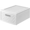 Rotho Country Cassettiera con 1 Cassetto in Rattan, Plastica (PP) senza BPA, Bianco, Piccolo/8.3 L, 35.0 x 26.0 x 14.5 cm