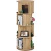 Relaxdays Libreria Girevole, 20 Scomparti Effetto Legno, Scaffale per Libri, CD e Dvd, Colonna Rotante, HxD: 137x50 cm, Fibra, Acciaio