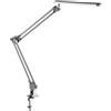 Alco Albert 962-28 - Lampada da scrivania/postazioni di Lavoro a LED con Morsetto da Tavolo e Pratico Doppio Braccio, Argento, Interruttore on/off, 20 LED, plastica, 7 Watt, Circa 62 x 4,5 x 50 cm