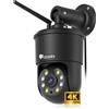 Ctronics 4K Telecamera da Esterno WiFi, Auto-Tracking, Allarme sonoro e luminoso, 5/2,4GHz, Rilevamento AI, 30m Visione Notturna a Colori, 256GB TF/Cloud [Metallo Pieno]
