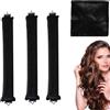 ZYEKIU 3 Pezzi Bigodino Lungo per Boccoli, Fascia Bigodino Capelli, Morbido Diy Curling iron Fascia Capelli, Heatless Curler con Gancio, Duraturo Bigodini Morbidi per Corti Lisci Ricci (Nero)