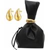 Anopo Borsa da Sera Piccola con Orecchino d'Oro PU Borsa da Polso Pochette Borsa Nero