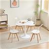 GrandCA HOME Tavolo da Pranzo con 4 Sedie, Tavolo da Pranzo Rotondo Moderno Bianco da 80 CM, 4 Sedie da Cucina Trasparenti Tulip, per Cucina, Soggiorno (Bianche)