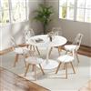 GrandCA HOME Tavolo da Pranzo con 6 Sedie, Tavolo da Pranzo Rotondo Moderno Bianco da 110 CM, 6 Sedie da Cucina Trasparenti Tulip, per Cucina, Soggiorno (Bianche)