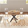 GrandCA HOME Tavolo da Pranzo con 4 Sedie, Tavolo da Pranzo Rotondo da 100 CM, Sedia da Cucina Imbottita Trasparente, Set Tavolo da Pranzo e Sedie (Scuro + Bianco)