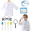 Errshing 8 Pezzi Costume da Scienziato Bambini, con Scheda di Lavoro, Mmontatura per Occhiali, 3 Contagocce, Vestito Carnevale Dottoressa Bambino Camice Dottore per Gioco di Ruolo Eventi Campus (L)
