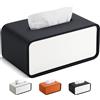 GORESE Porta Fazzoletti,Rettangolare Scatola per fazzoletti in Pelle dispenser per fazzoletti Tissue Box per ufficio, casa, auto, bagno(Nero)