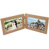 EXIN DEHCEN Cornice Doppia Pieghevole, Portafoto Pieghevole in Legno Doppia, Portafoto Doppio, Adatto a Famiglia, Amici, Decorazioni per la Casa, Matrimoni, Ufficio(Colore del Legno, 2 x 10 x 15cm)