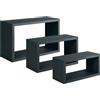 SET 3 CUBI ARREDO TRITTICO NERO