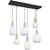 Trio Sospensione Diva 6 Lampade Vetro cm.85 E27 Ottone Satinato