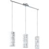 Eglo Sospensione Bayman 3 Luci 60W E27 Vetro Cromo e Bianco