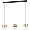 Eglo Sospensione Maryvilla 3 Luci 40W E27 cm.87 Vetro e Oro