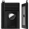 VULKIT Portafoglio Sottile AirTag con Supporto AirTag, Porta Carte Portafoglio con Blocco RFID in Pelle Portafoglio Smart Airtag Minimalista con Portachiavi