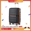 British Traveller Hard Case 100% Materiale PP bagaglio a mano 8 Ruote girevoli TSA Lock Trolley valigia beige - Black