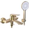 Rea Rubinetto da vasca AVALON Bursh Gold Miscelatore Vasca con Doccetta in Ottone per Bagno Caldo e Freddo regolabile (Oro spazzolato)