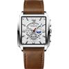 RORIOS Orologio Rettangolare da Uomo - Moda Analogico Quarzo da Polso, Impermeabile, Luminoso con Cinturino in Pelle Bianco Marrone
