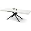 PAZZO DESIGN Tavolo Allungabile con Gambe Incrociate, Made in Italy, 160 x 90 x 74 cm, Bianco Frassinato con Gamba Nera