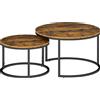 HOMCOM Set di 2 tavolini bassi componibili dal design industriale, piano effetto legno rustico e gambe in metallo, Marrone | Aosom Italy