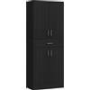 HOMCOM Credenza alta da cucina con 2 armadi, 1 cassetto centrale e 2 ripiani regolabili, Nero | Aosom Italy