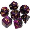 CREEBUY Set di dadi poliedrici viola e neri sfumati, per dungeon e dragons, D&D pathfinder, set di 7 dadi per giochi di ruolo, con sacchetto