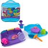 Kinetic Sand, Set di Gioco Squish Motion, Sabbia Colorata Rosa, Gialla, Blu, Sabbia Cinetica 453g, 5 Accessori, Comoda Valigetta. Giocattoli per Bambini e Bambine, 3+ anni