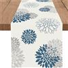 WHOMEAF Runner da tavola con dalia e pinnata, colore blu e grigio, moderno, elegante, con pompon, geometrico, decorazione per casa, sala da pranzo, feste, ingresso (33 x 183 cm)