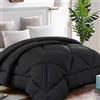 TEKAMON Piumone completo per tutte le stagioni, invernale, caldo, estivo, morbido, trapuntato, con inserti angolari, lavabile in lavatrice, soffice collezione reversibile, per hotel, nero
