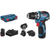 Bosch GSR 12V-35 FC 1750 Giri/min 590 g Nero, Blu, Rosso con 4 mandrini [06019H3000]