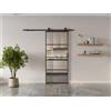 Porta scorrevole con sistema esterno muro alluminio e vetro temperato trasparente H205 x L63 cm - SINCA II
