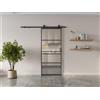 Porta scorrevole con sistema esterno muro alluminio e vetro temperato smerigliato H205 x L63 cm - SINCA II