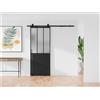 Porta scorrevole atelier con binario Nero H205 cm x L93 cm Vetro temperato smerigliato - ARTISTO II