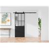 Porta scorrevole atelier con binario Nero e Vetro temperato H205 cm x L63 cm - ARTISTO II